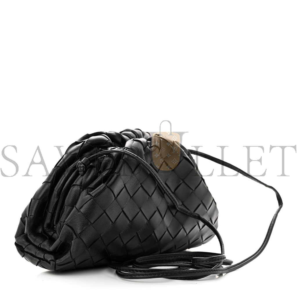 BOTTEGA VENETA NAPPA INTRECCIATO THE MINI POUCH BLACK  (22*15*7cm)