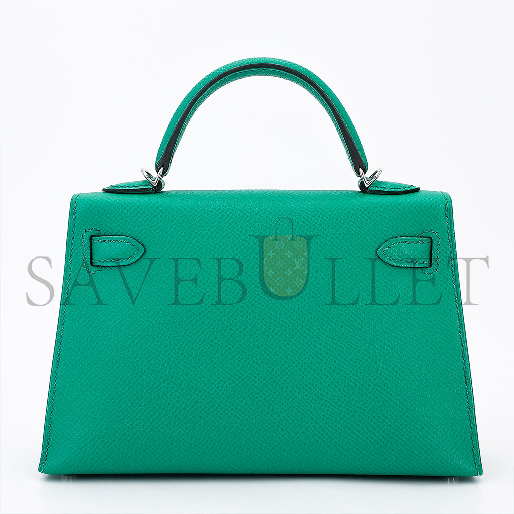 HERMES KELLY 20 EPSOM VERT JADE HANDBAG H083850CKAB (19*12.5*5.5 cm)