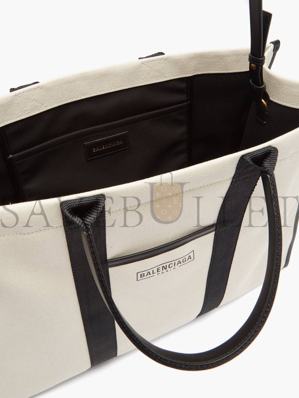 BALENCIAGA NEUTRAL NEO L LEATHER-TRIM CANVAS TOTE BAG MATCHESFASHION US (48.2*32*16cm)