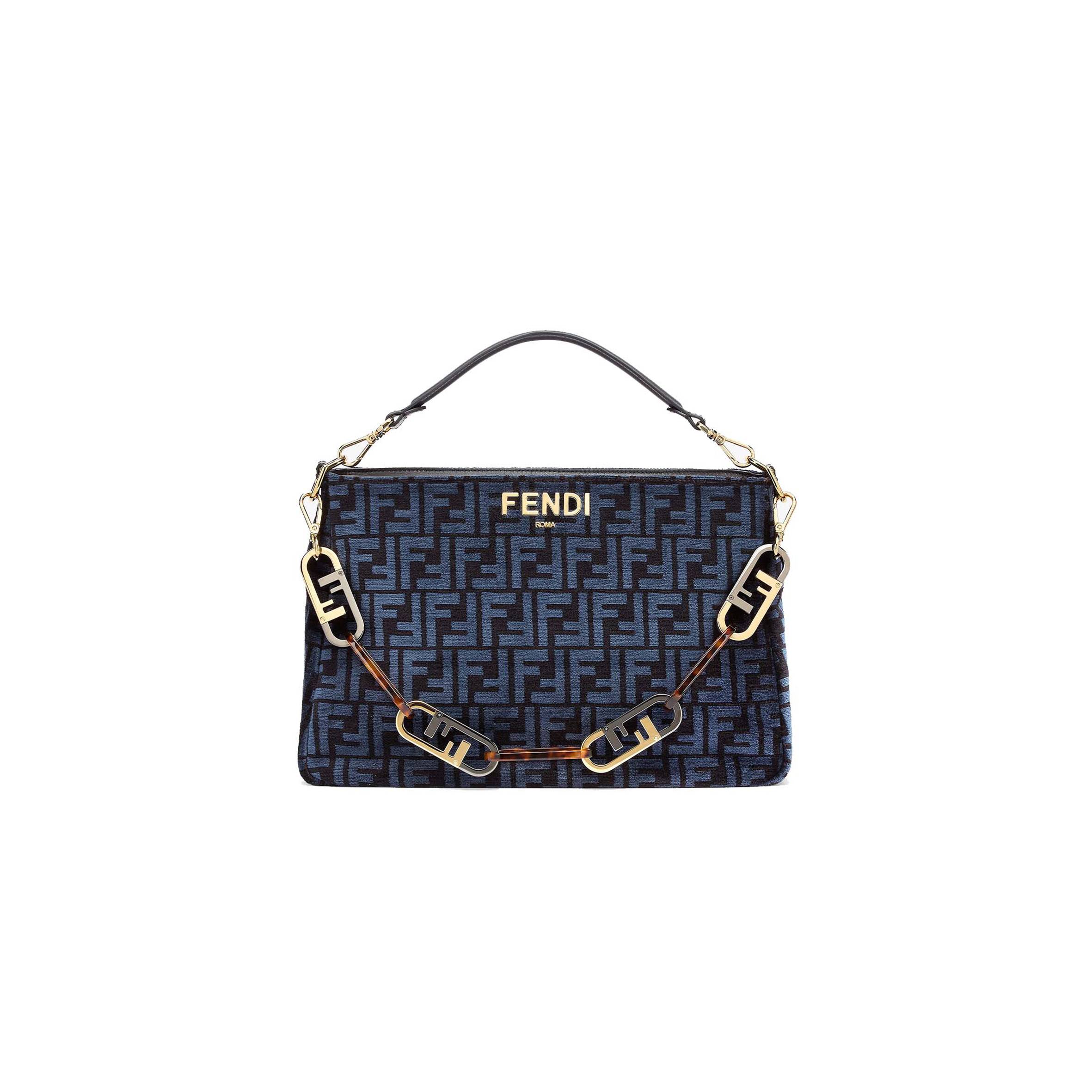 FENDI O’LOCK ZIPPER - DARK BLUE TAPESTRY FABRIC BAG 8BR805ALFVF1IVU (36*23.5*14cm)