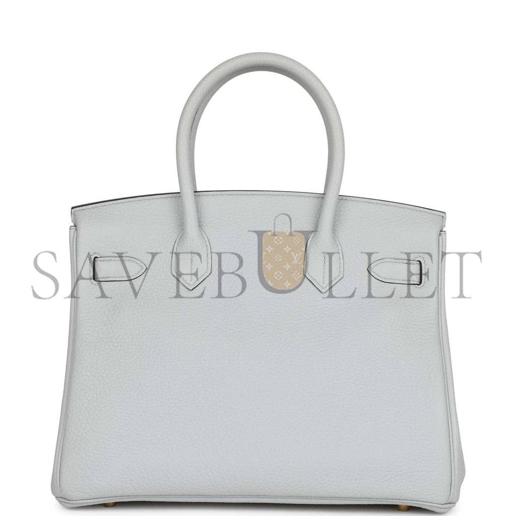 HERMES BIRKIN 30 BLEU PALE CLEMENCE GOLD HARDWARE (30cm)