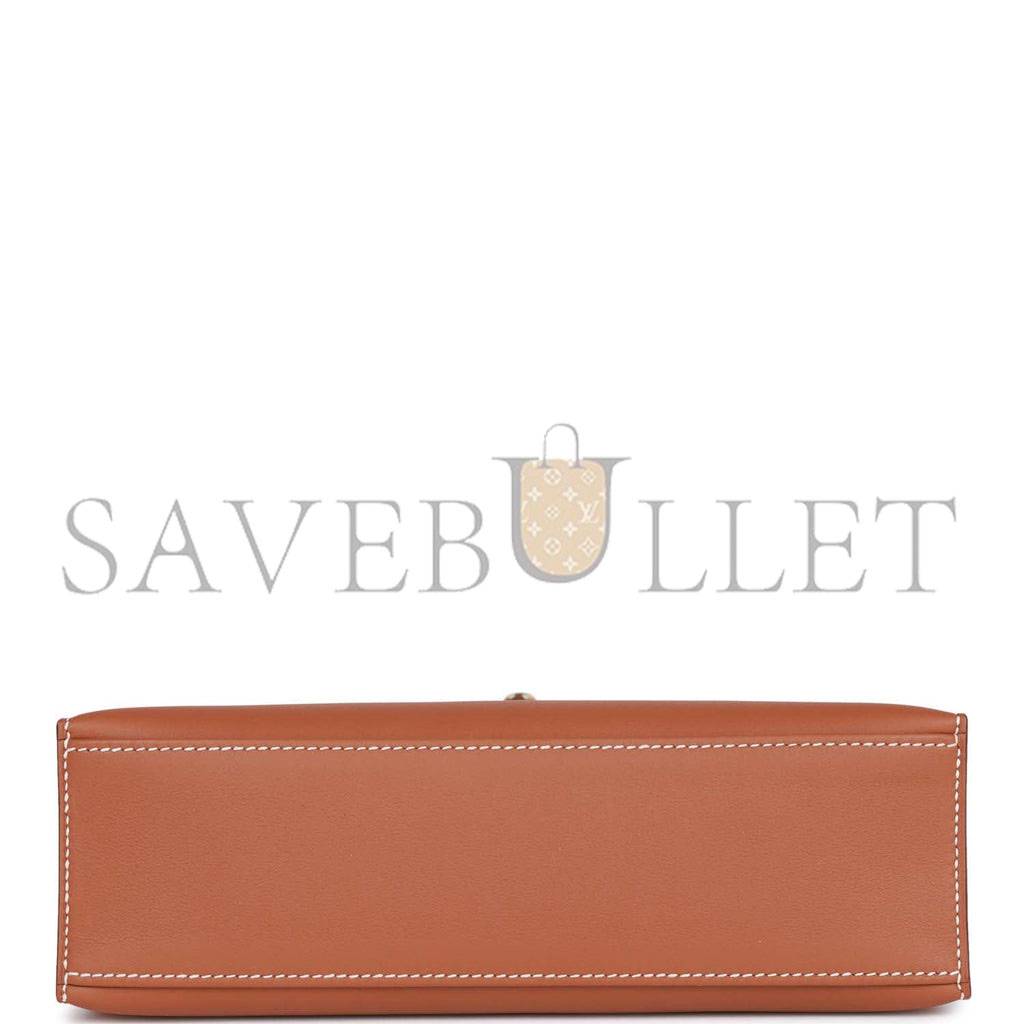 HERMES KELLY POCHETTE CHAI SWIFT PALLADIUM HARDWARE (22*12*13cm)