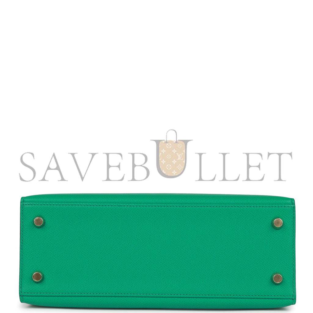 HERMES KELLY SELLIER 25 VERT JADE EPSOM GOLD HARDWARE HANDMADE  (25*17*7cm)