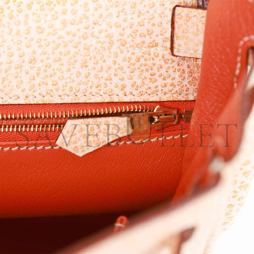 HERMES VINTAGE HERMES KELLY RETOURNE 28 ORANGE DALMATIAN BUFFALO GOLD HARDWARE(28*22*10cm)