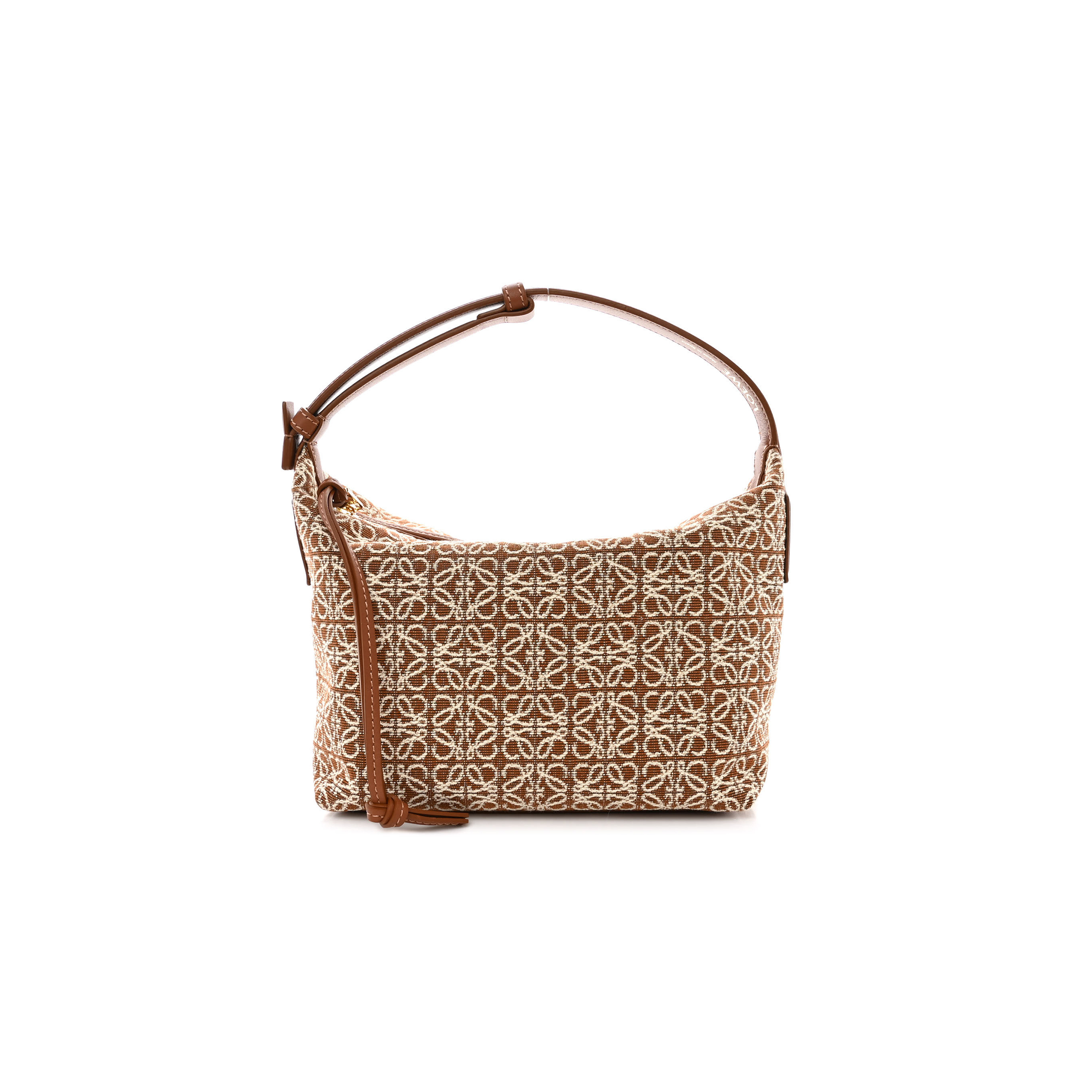 LOEWE JACQUARD ANAGRAM CALFSKIN SMALL CUBI BAG TAN PECAN (20*16*12cm)