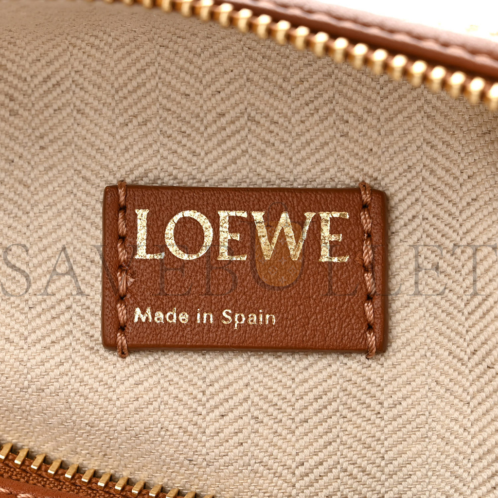 LOEWE JACQUARD ANAGRAM CALFSKIN SMALL CUBI BAG TAN PECAN (20*16*12cm)