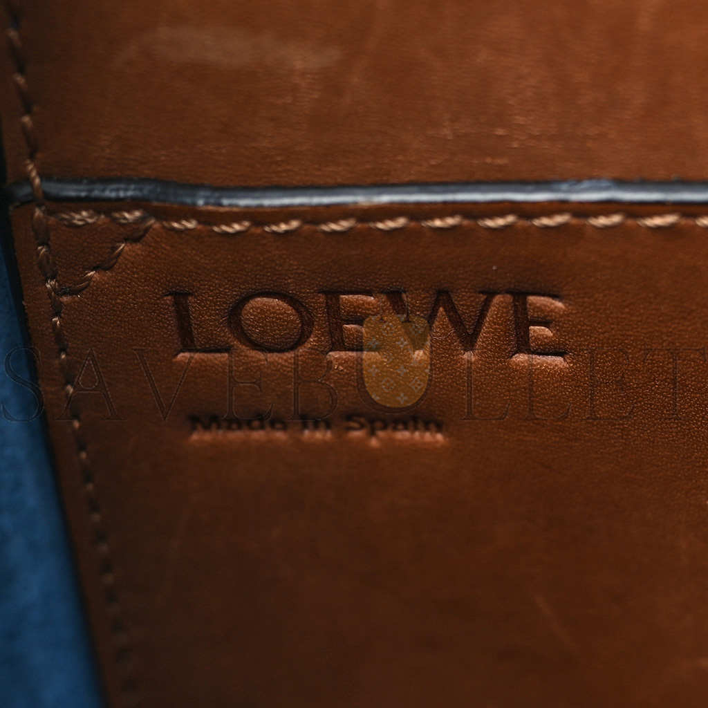 LOEWE CALFSKIN DOUBLE HANDLE SQUARE TOTE CAMEL CAPRI BLUE (22*21*10cm)