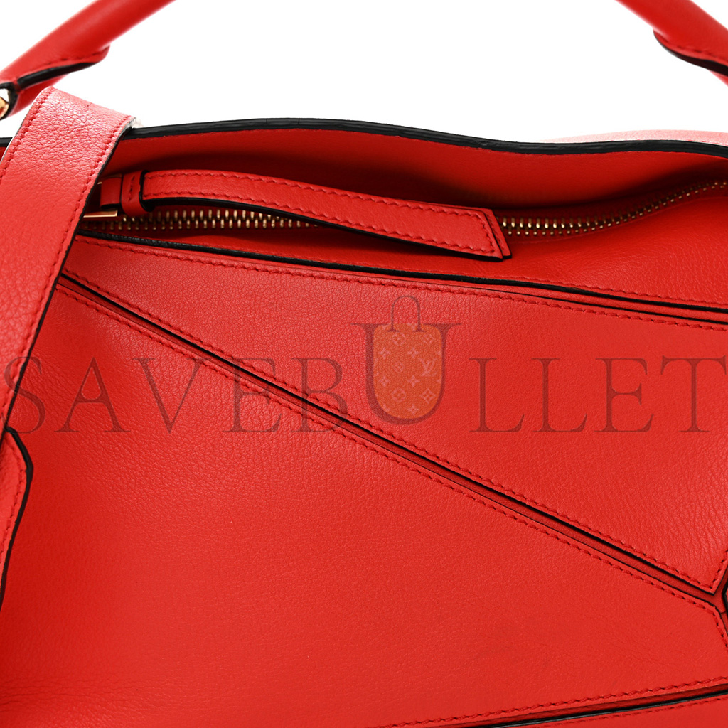 LOEWE CALFSKIN SMALL PUZZLE BAG SCARLET (24*16.5*10.5cm)