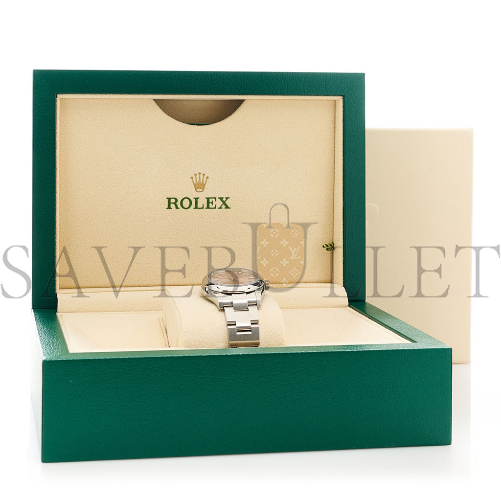 ROLEX STAINLESS STEEL 31MM OYSTER PERPETUAL WATCH PINK 277200