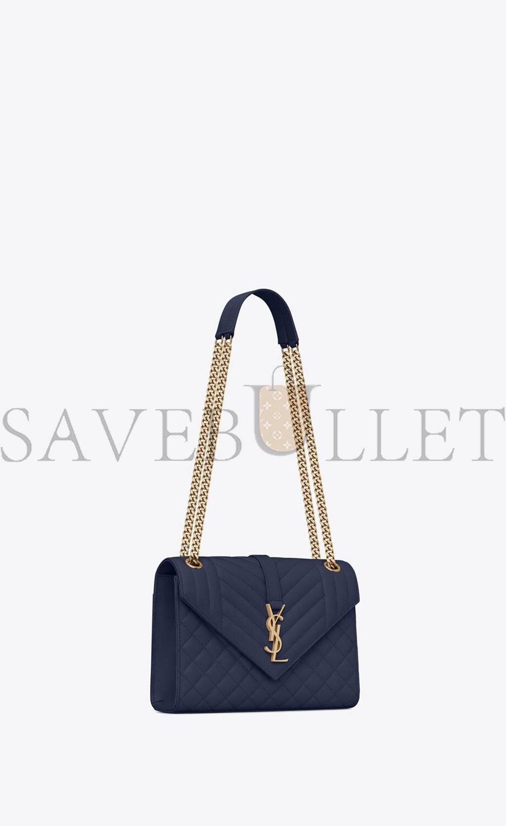 YSL ENVELOPE MEDIUM CHAIN BAG IN MIX MATELASS&EACUTE; GRAIN DE POUDRE EMBOSSED LEATHER 600185BOW914147 (24*17.5*6cm)