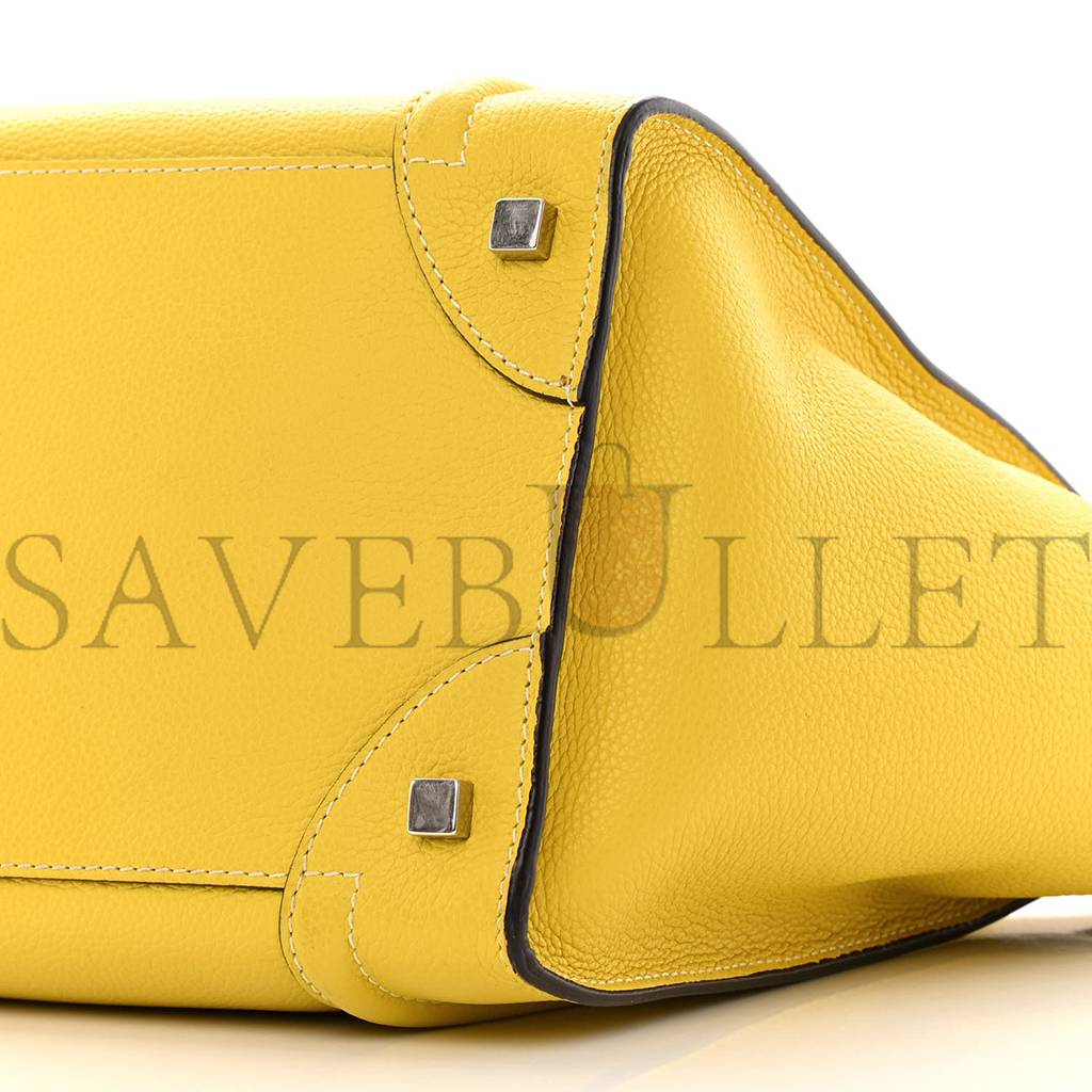 CELINE DRUMMED CALFSKIN MINI LUGGAGE CITRON (30*29*17cm)