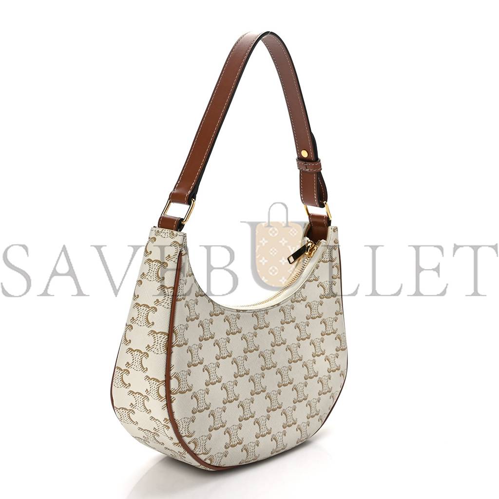 CELINE CANVAS CALFSKIN AVA TRIOMPHE SHOULDER BAG WHITE (24*13*7cm)