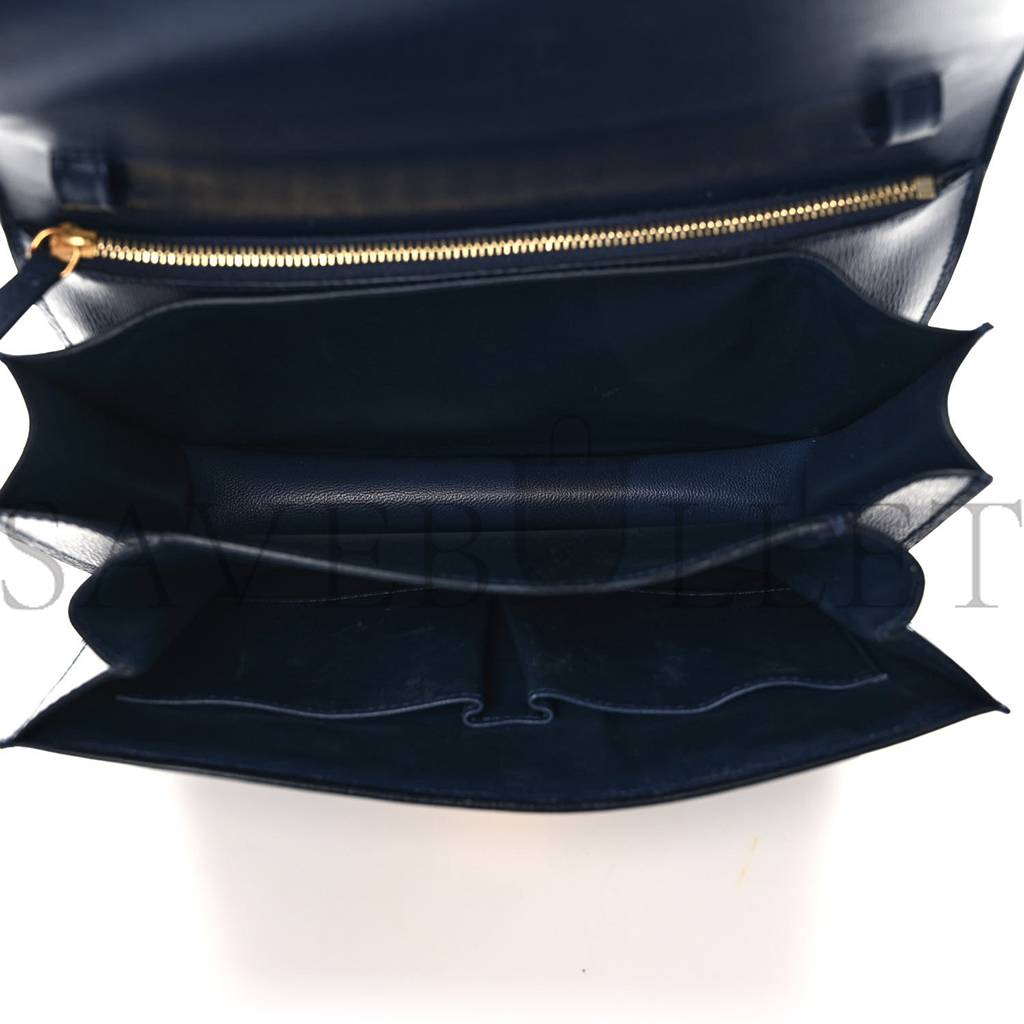 CELINE LIEGE CALFSKIN MEDIUM CLASSIC BOX FLAP BAG DARK BLUE (23*18*6cm)