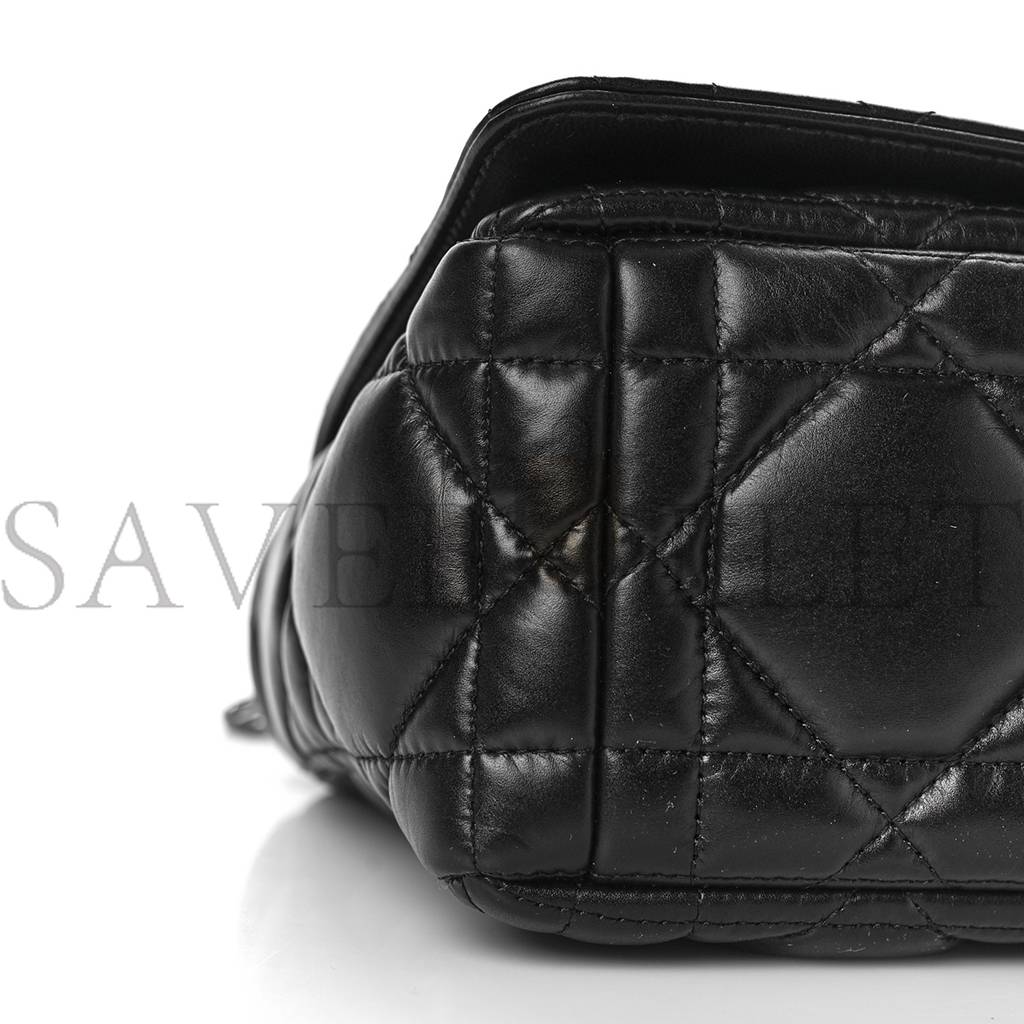 DIOR CALFSKIN MACROCANNAGE MEDIUM CARO BAG BLACK (26*15*9.5cm)