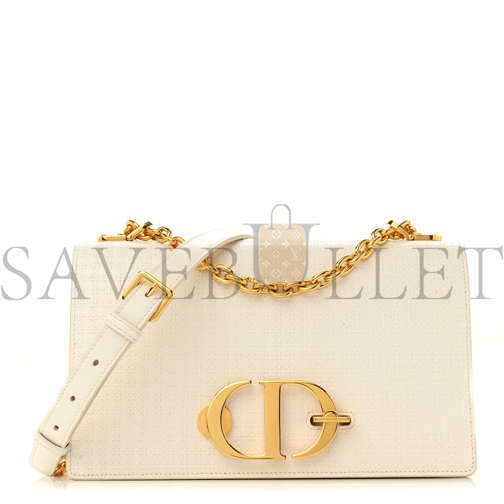 DIOR PATENT MICRO-CANNAGE 30 MONTAIGNE CHAIN FLAP BAG WHITE (25*15*8.3cm)