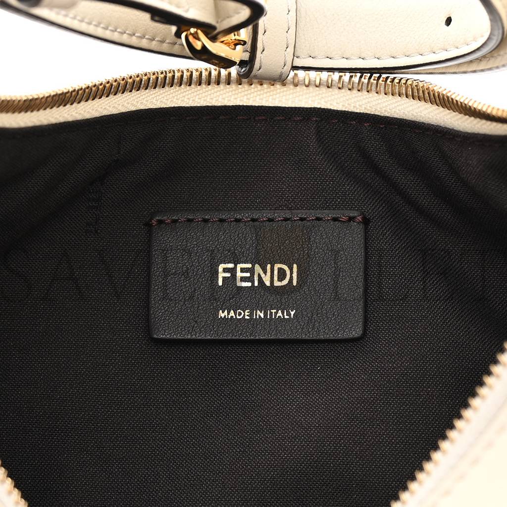 FENDI VITELLO GRACE MATTE SMALL FENDIGRAPHY HOBO BAG WHITE ICE (28*21*8cm)